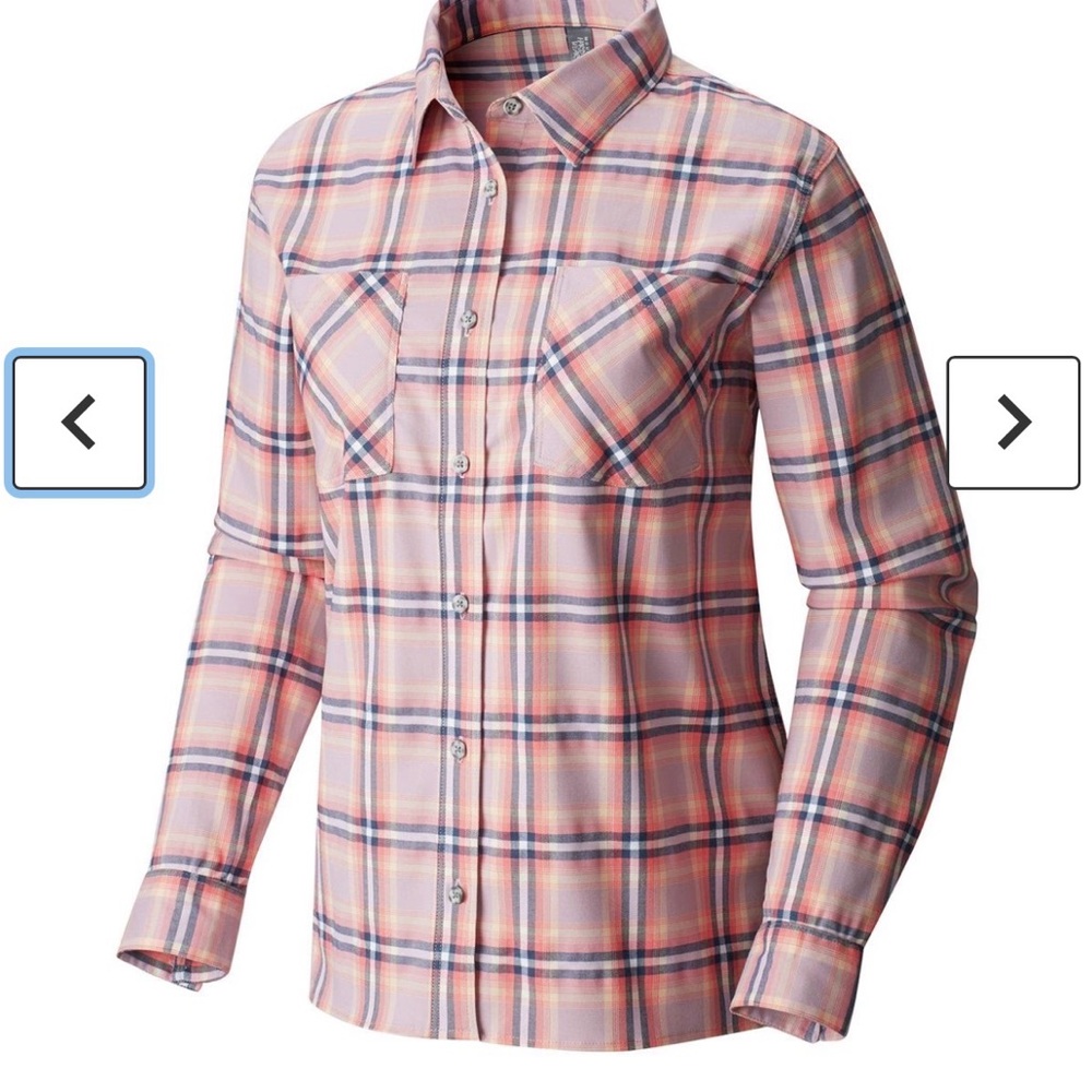 Mountain Hardwear Pink and Orange Plaid Button Down Shirt Women Small